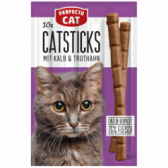 Perfecto CAT STICKS lazdelės katėms su veršiena ir kalakutiena, 10 vnt x 50 g