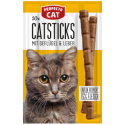 Perfecto CAT STICKS lazdelės katėms su pauštiena ir kepenėlėmis, 10 vnt x 50 g